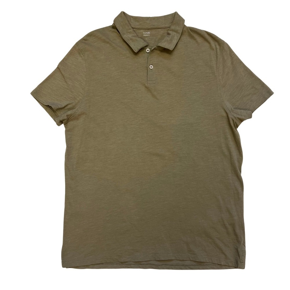 Kiabi Men's Polo Shirt Olive Green Size L Short Sleeve 100% Cotton‎ Casual